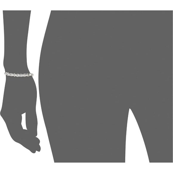 Nine West Women's Silvertone and Crystal Bracelet Rondel Stretch - Picture 3 of 4